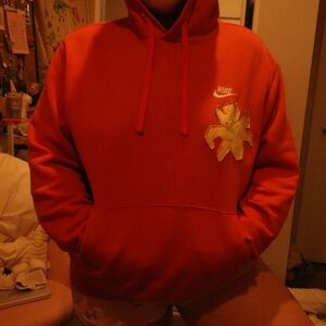 Nike Coral Hoodie with Embroidered Floral Patch